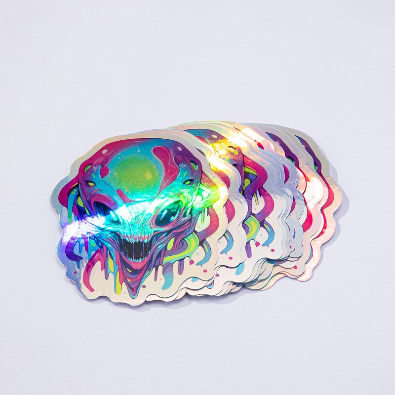 Custom Die Cut Holographic Glitter Stickers Waterproof PVC Vinyl Hologram Glossy Finish Design Sticker Logo Packaging Labels