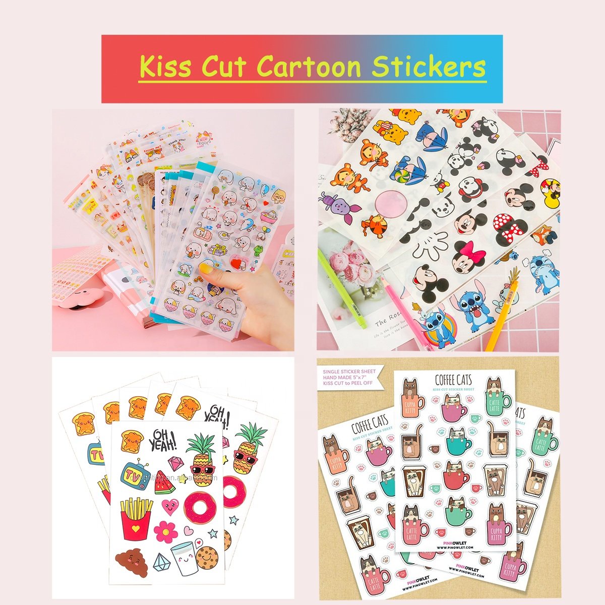Personalized Kawaii Diary Sticker Custom kiss cut cute Sticker Sheets vinyl Cartoon stickers for Decorative