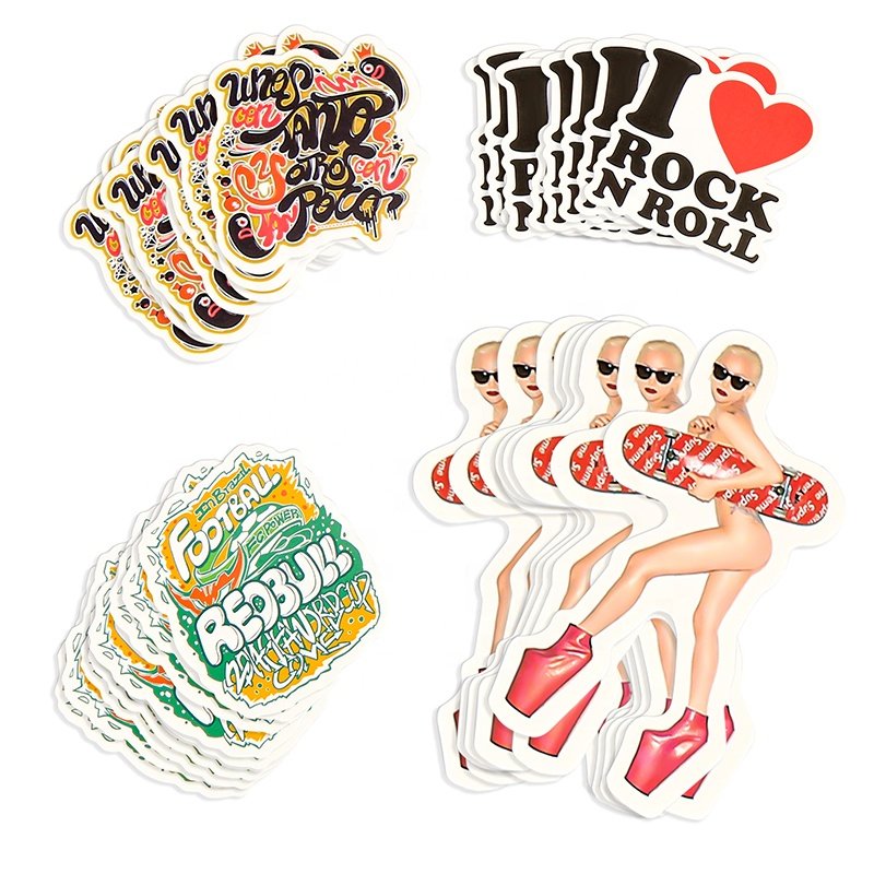 Custom UV Resistant Vinyl PVC Cartoon Die cut Sticker Durable Waterproof Self Adhesive Logo Label Outdoor Decorative Stickers