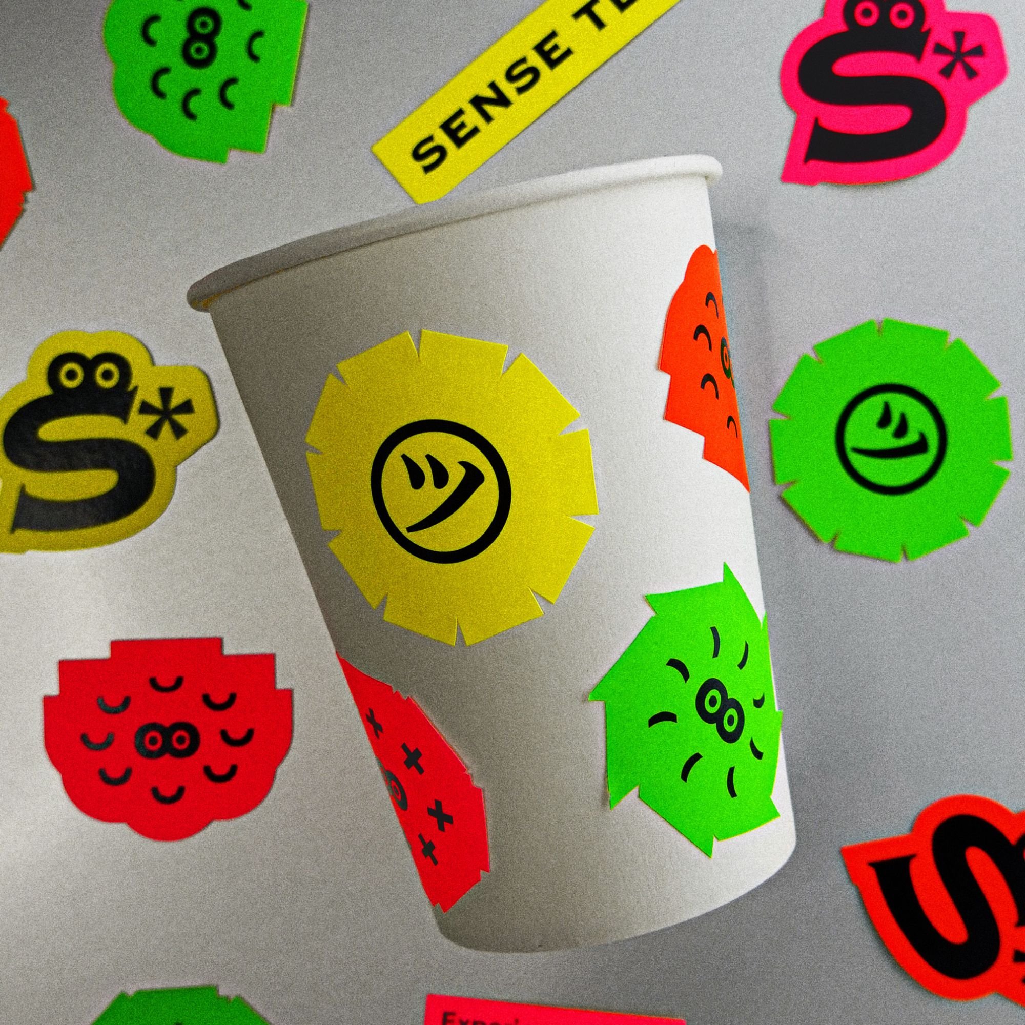 Colors Fluorescent Green Yellow Pink Orange Label Stickers Cartoon Sticker Die Cut Stickers Fluorescent