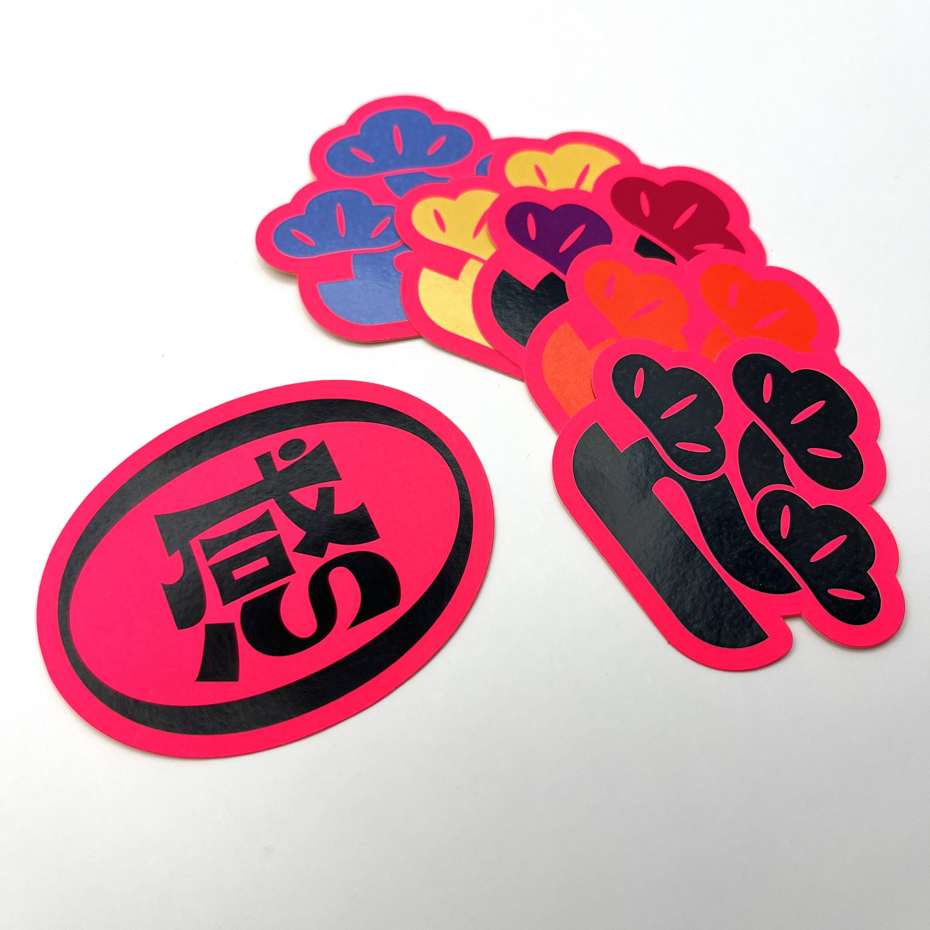 Colors Fluorescent Green Yellow Pink Orange Label Stickers Cartoon Sticker Die Cut Stickers Fluorescent