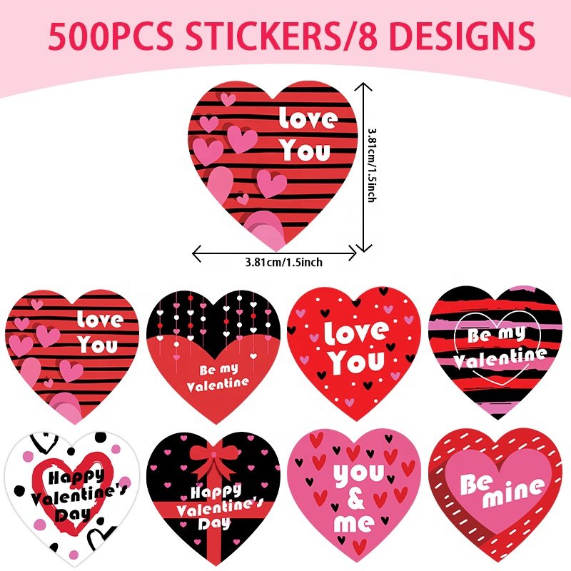 New Valentine's Day Love Stickers Valentine's Gift Decorative Labels printing logo pvc self-adhesive sticker