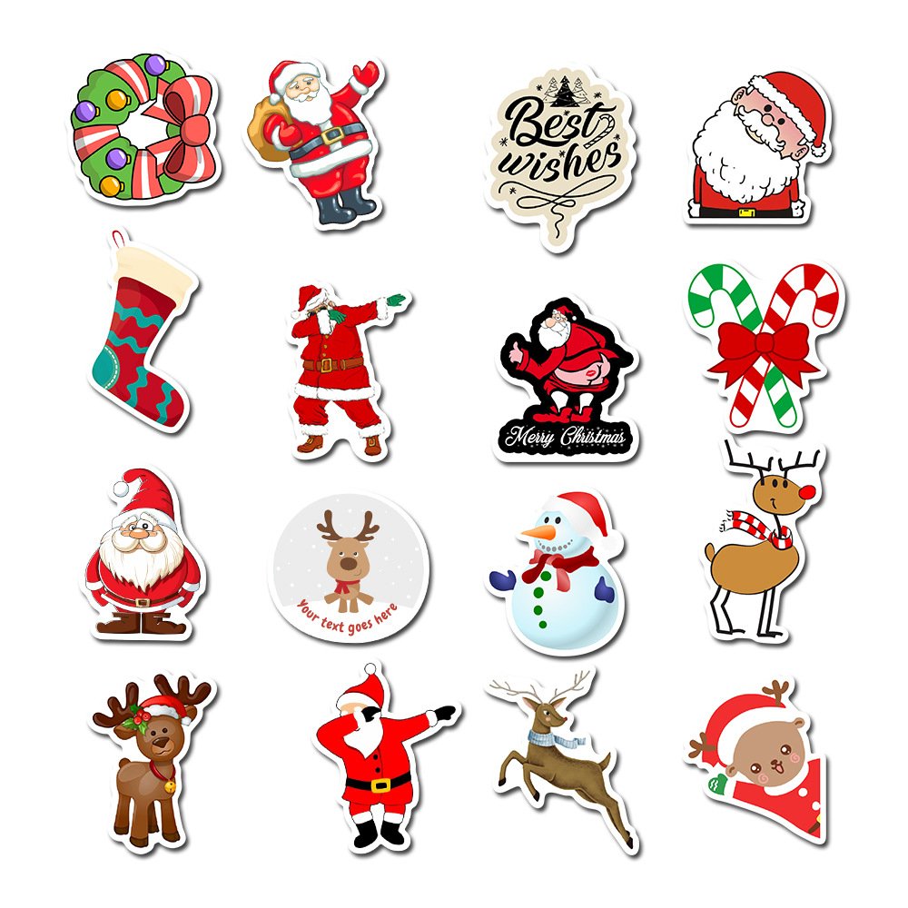 Ready Stock Waterproof Packaging Decals Die Cut Stickers Vinyl Red Christmas Window Sticker for Kids Cartoon Home Door Decor