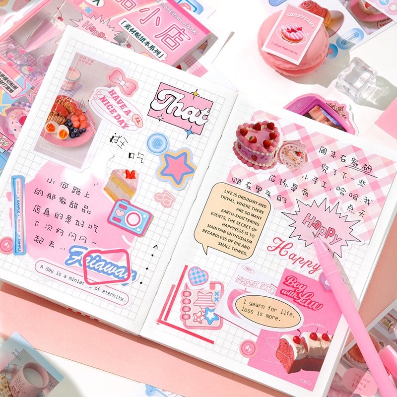Simno 30 Sheets Girls Cute Cartoon Decorative Washi Stickers and Papers for Scrapbooking Water Bottle