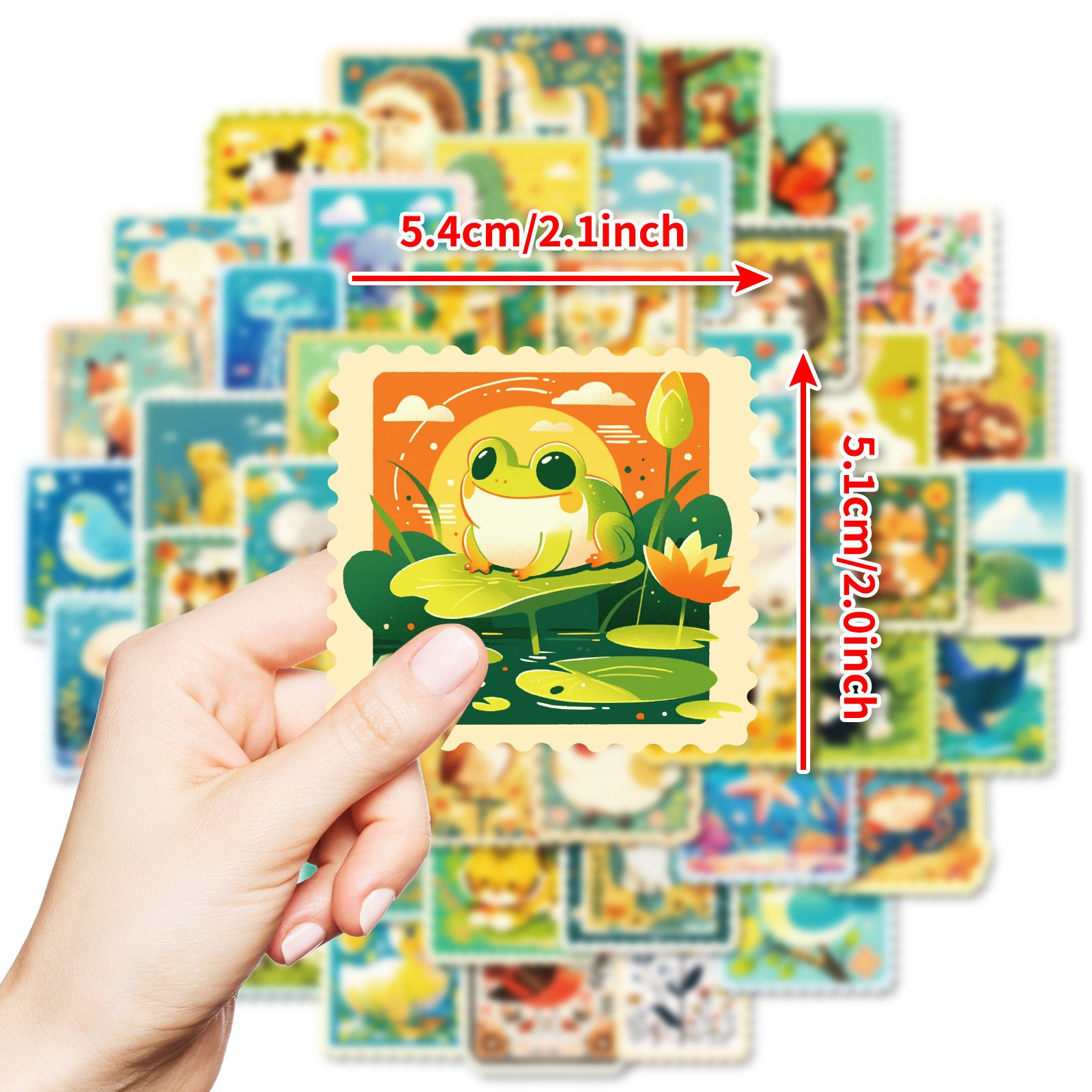 50Pcs Cute Animals Cartoon Stamp Graffiti Stickers For Children Book Wall Decor Kawaii illustration Postage Stamp Sticker