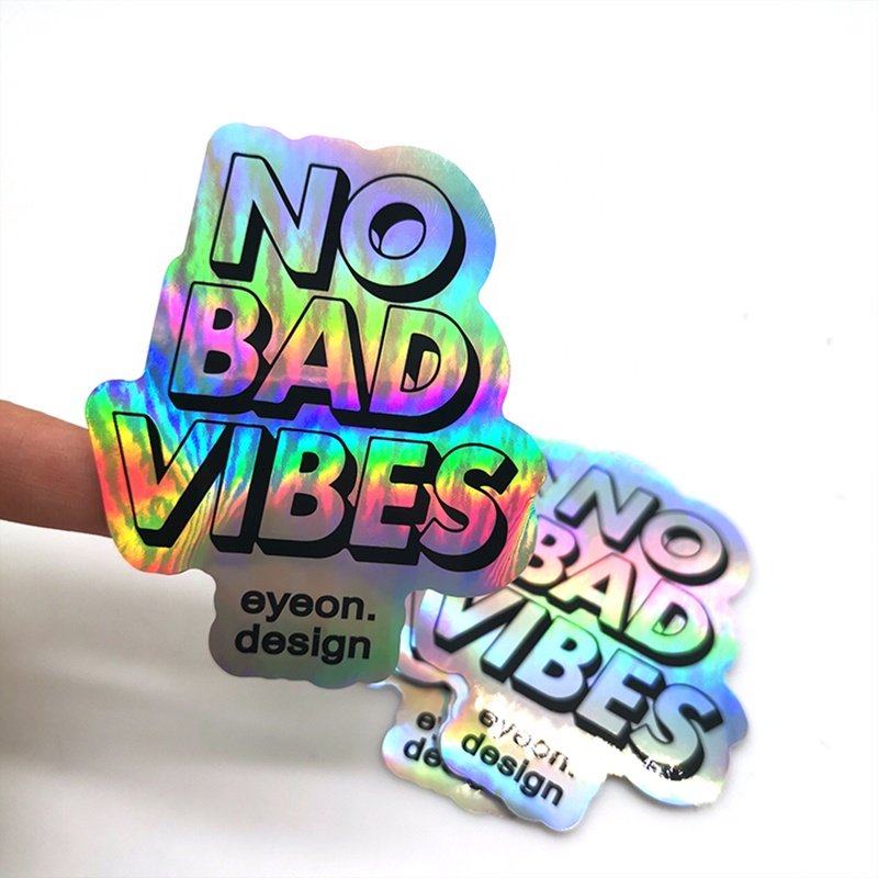 Waterproof holographic cartoon sticker Custom Logo Holographic die-cut Stickers for Kids reflective color laser stickers