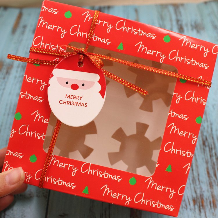 2024 Snowflake Christmas Cup Cake Box Christmas Dessert Paper Boxes 4 Holes Christmas Cupcake Packaging Box With Clear Window