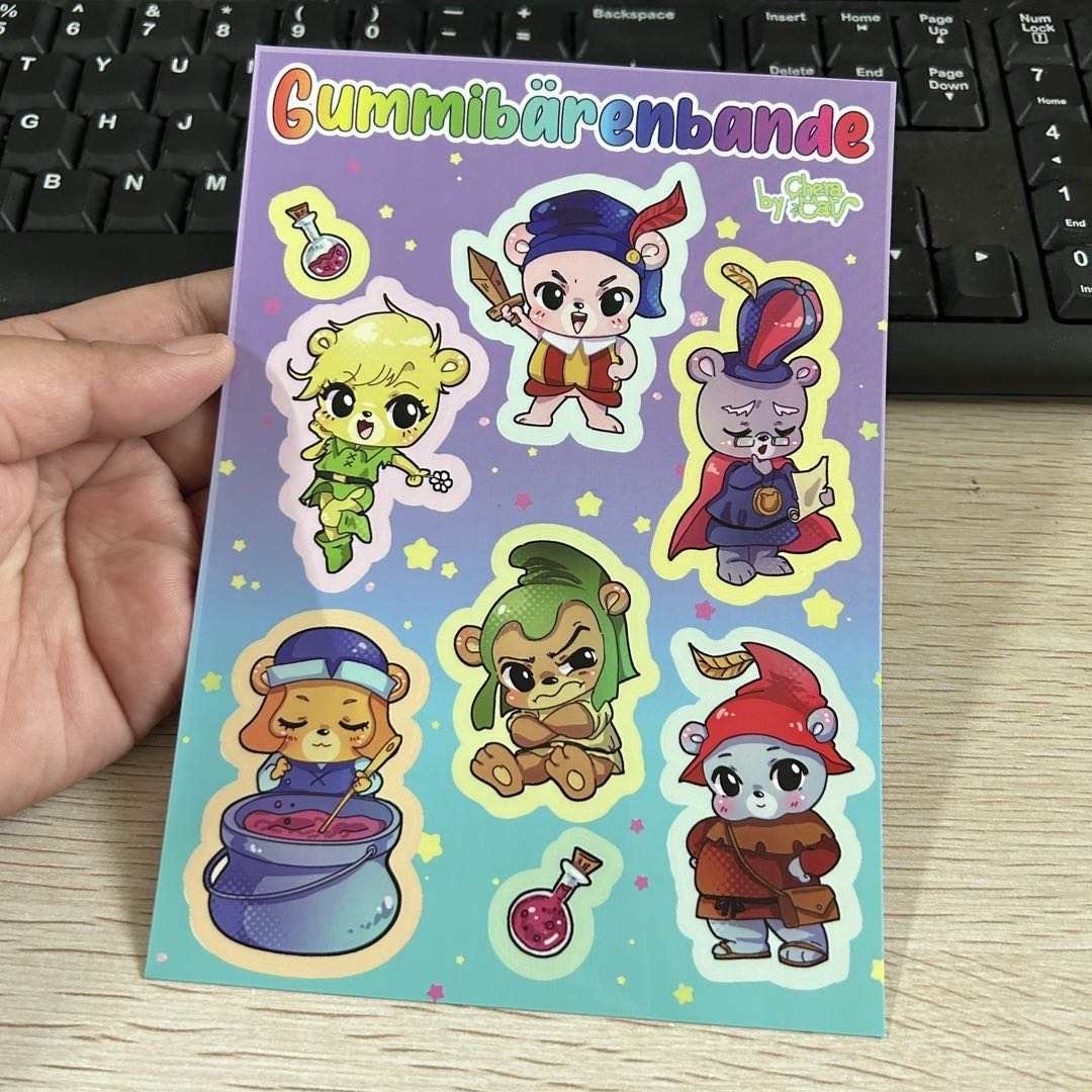 Personalized Cartoon Logo Clear Die Cut Sticker Holographic Vinyl Stickers Custom Kiss Cut Sticker Sheet