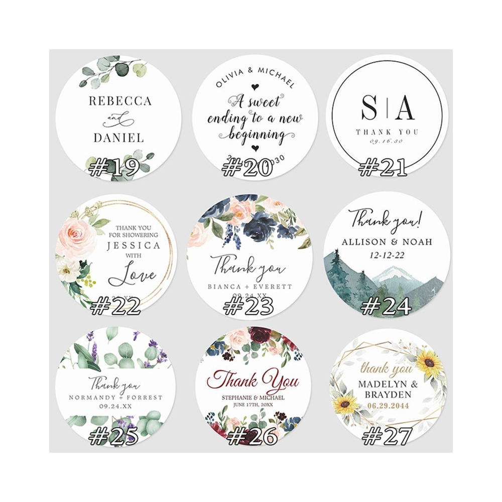 Decorative Sticker Waterproof Round Kiss Cut Thank You Words Adhesive Custom Vinyl Decal Stickers