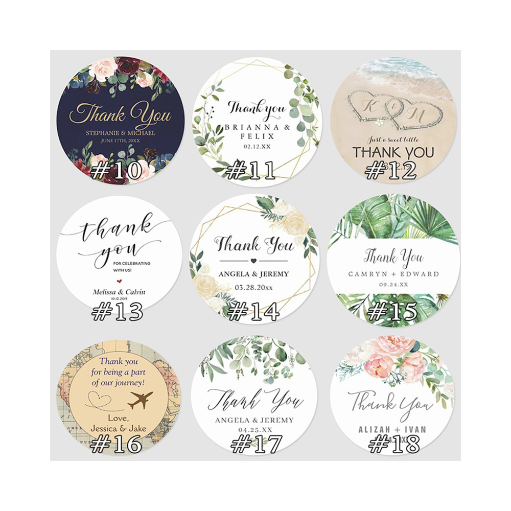 Decorative Sticker Waterproof Round Kiss Cut Thank You Words Adhesive Custom Vinyl Decal Stickers