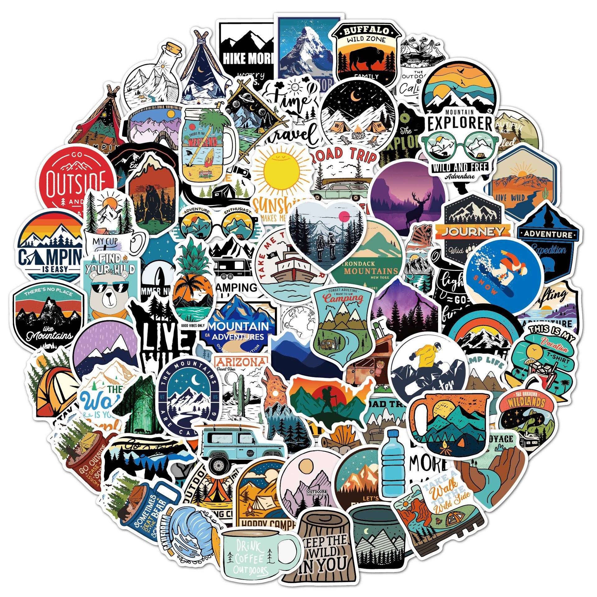 Promotion 100pcs PVC Self-Adhesive DIY Self Adhesive Die Cut Cartoon Waterproof Suitcase Household Outside Small Fresh Sticker