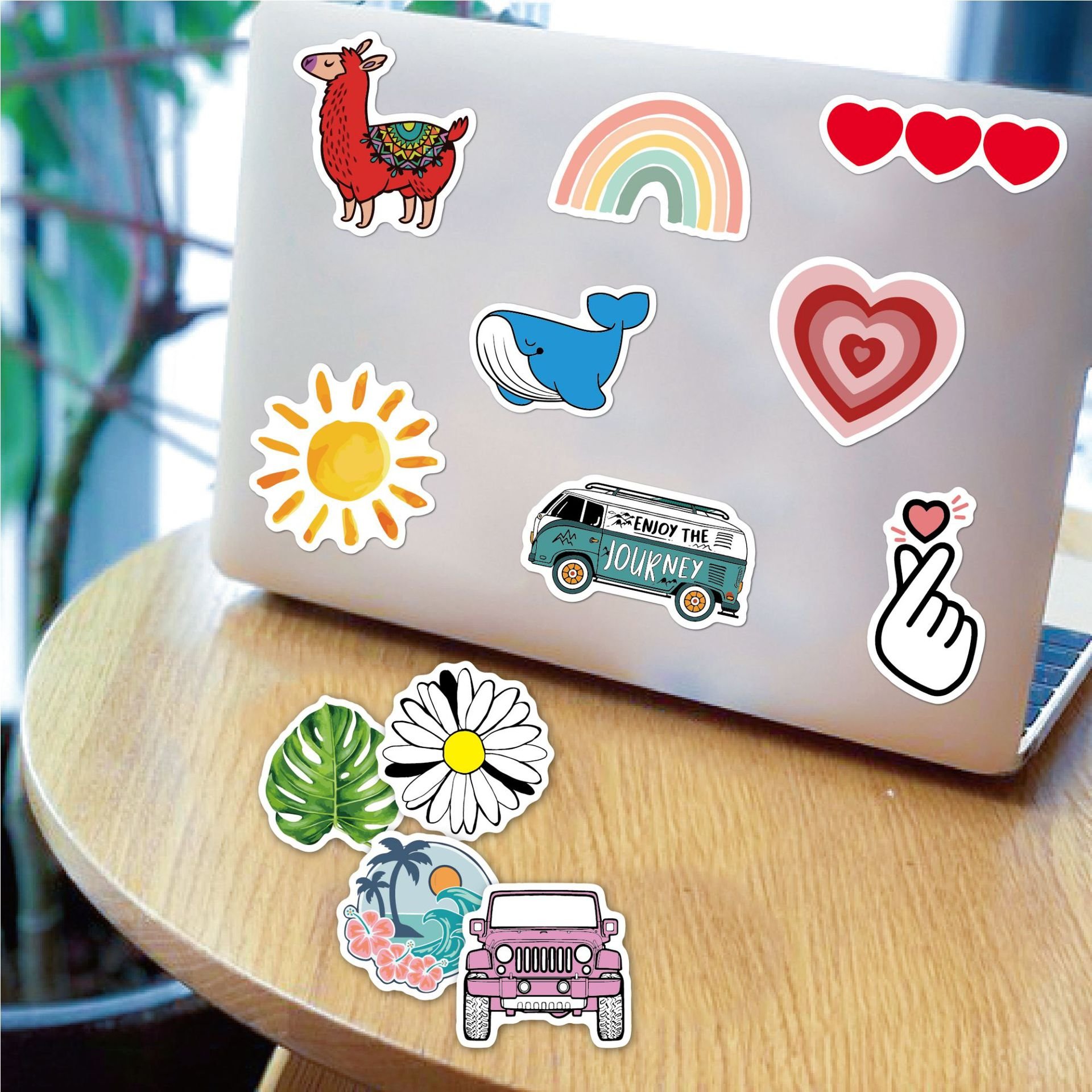 Promotion 100pcs PVC Self-Adhesive DIY Self Adhesive Die Cut Cartoon Waterproof Suitcase Household Outside Small Fresh Sticker