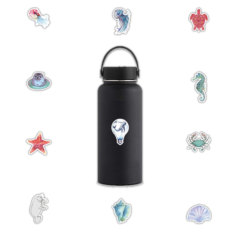 50 PCS Marine life animals sea turtle shark octopus cute vinyl Cartoon Stickers Custom for Laptop