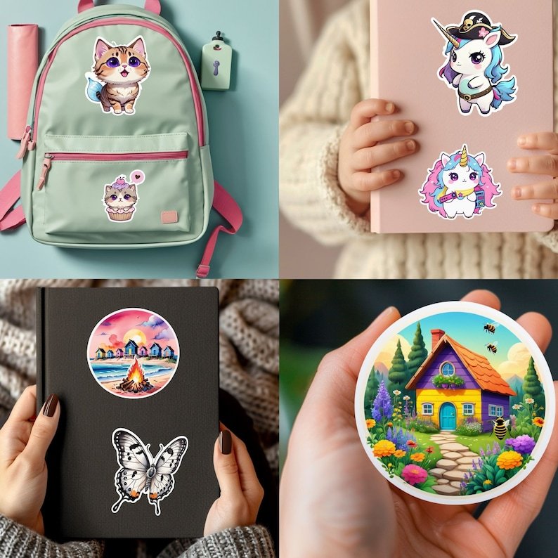 Cartoon Stickers Waterproof Self Adhesive UV Printing Customized Die Cut Funny Cartoon Stickers