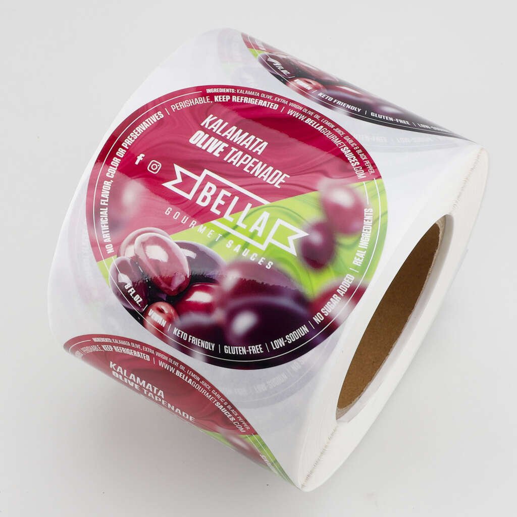 custom color design printed logo circle packaging sticker self adhesive vinyl waterproof round label sticker roll printing