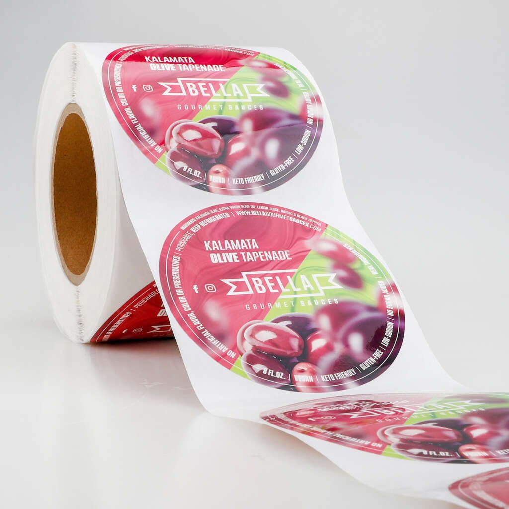 custom color design printed logo circle packaging sticker self adhesive vinyl waterproof round label sticker roll printing