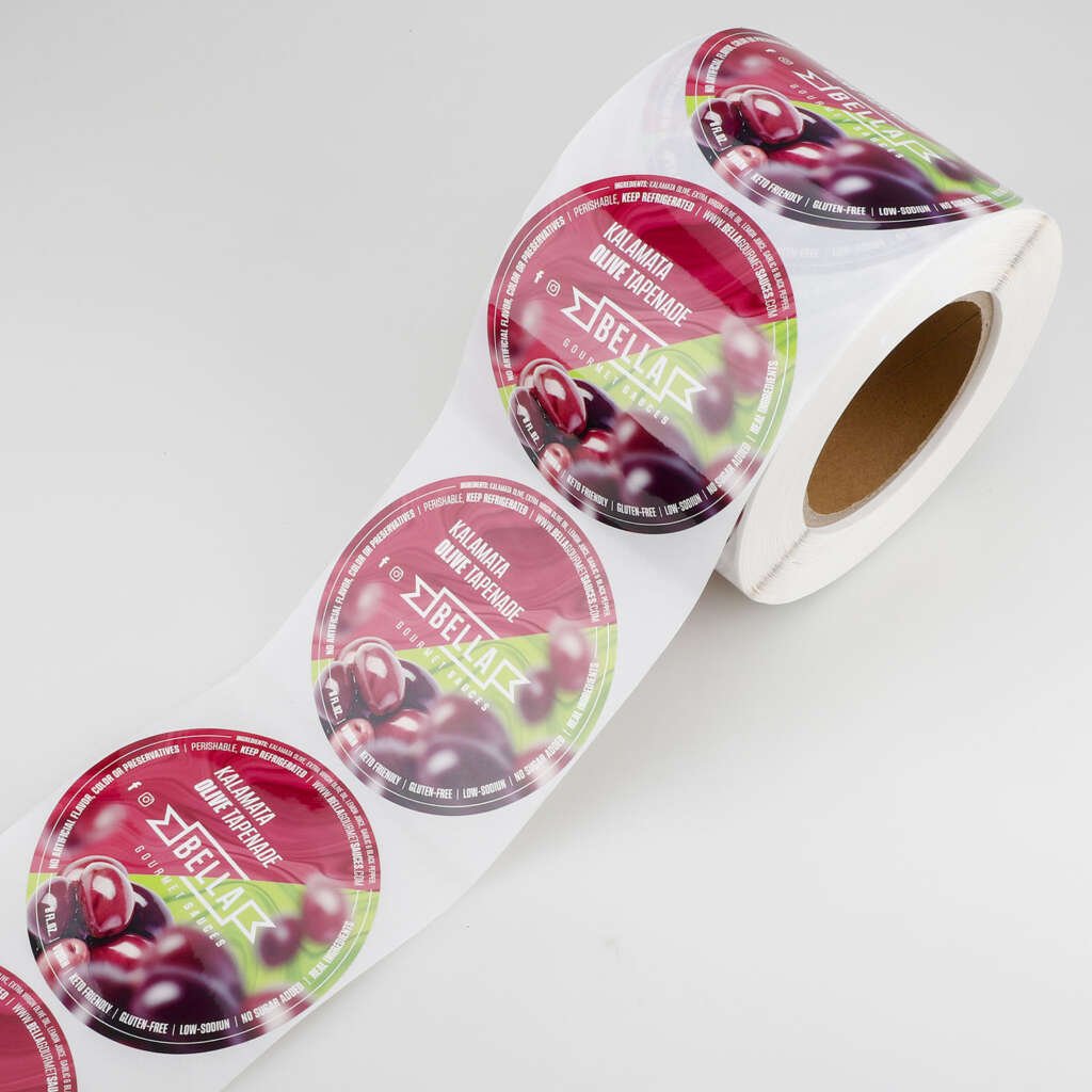 custom color design printed logo circle packaging sticker self adhesive vinyl waterproof round label sticker roll printing