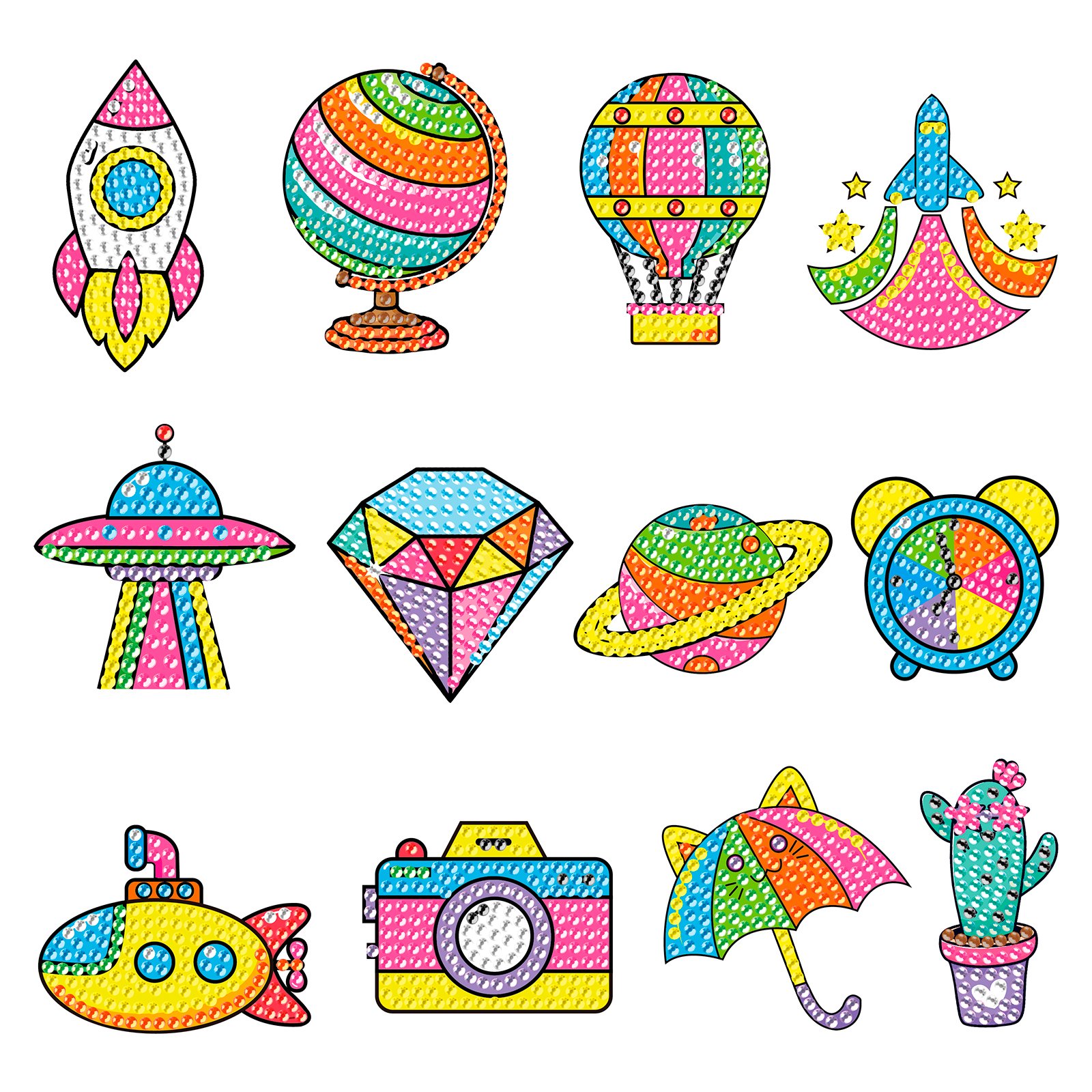 Customized Diamond Painting DIY Wholesale Painting Set Children's Cartoon Spaceship Planet Cute 5d Diamond Painting Stickers