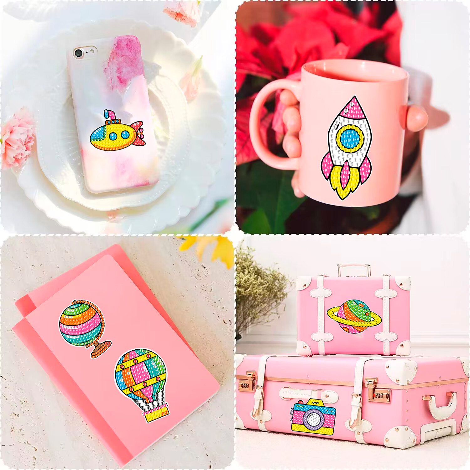 Customized Diamond Painting DIY Wholesale Painting Set Children's Cartoon Spaceship Planet Cute 5d Diamond Painting Stickers