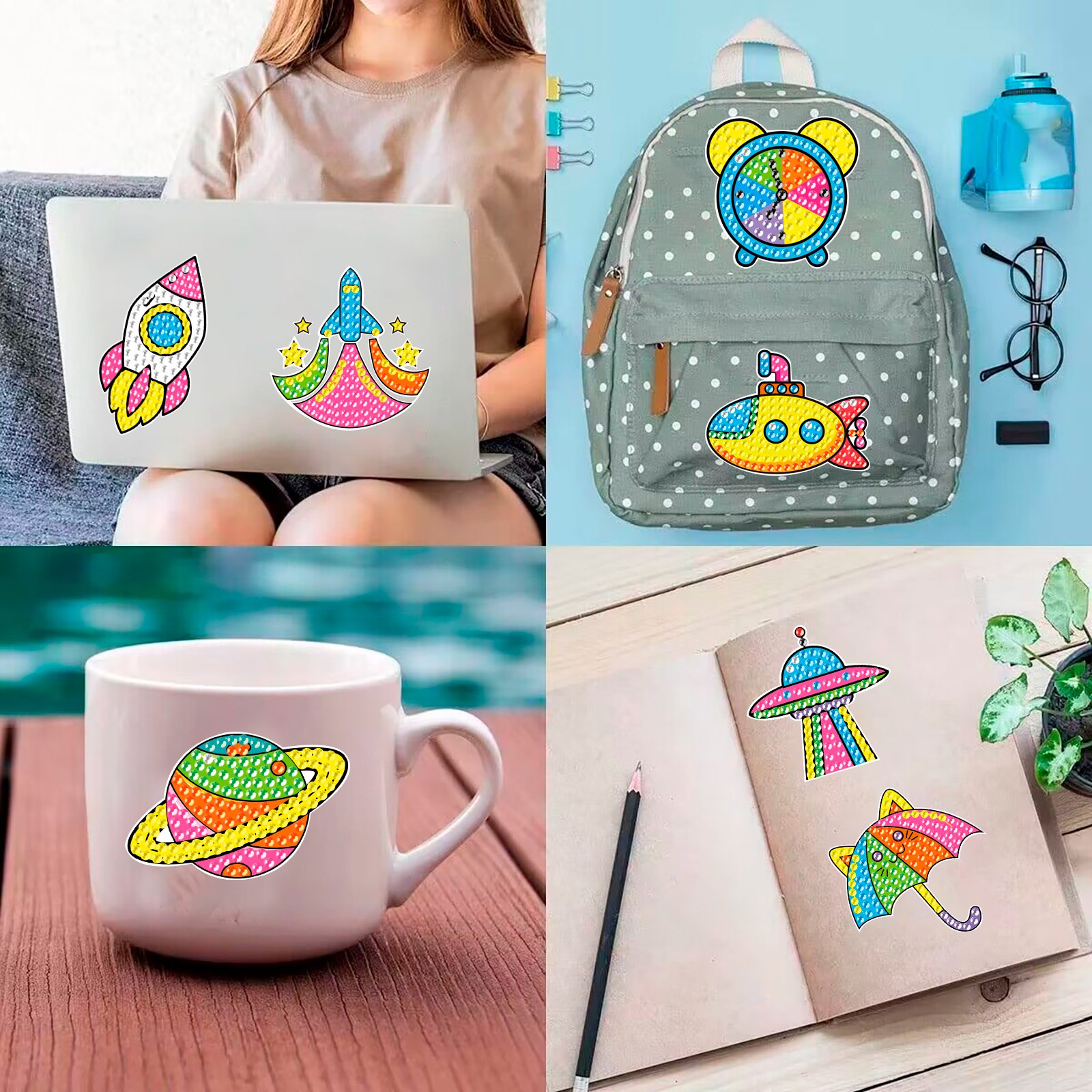 Customized Diamond Painting DIY Wholesale Painting Set Children's Cartoon Spaceship Planet Cute 5d Diamond Painting Stickers