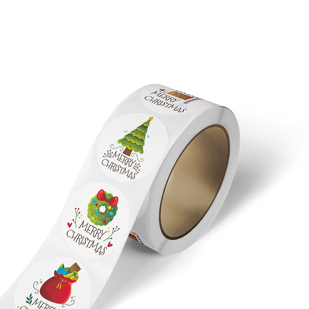 Factory direct Christmas Happy stickers customized logo cartoon gift labels vinyl PVC stickers