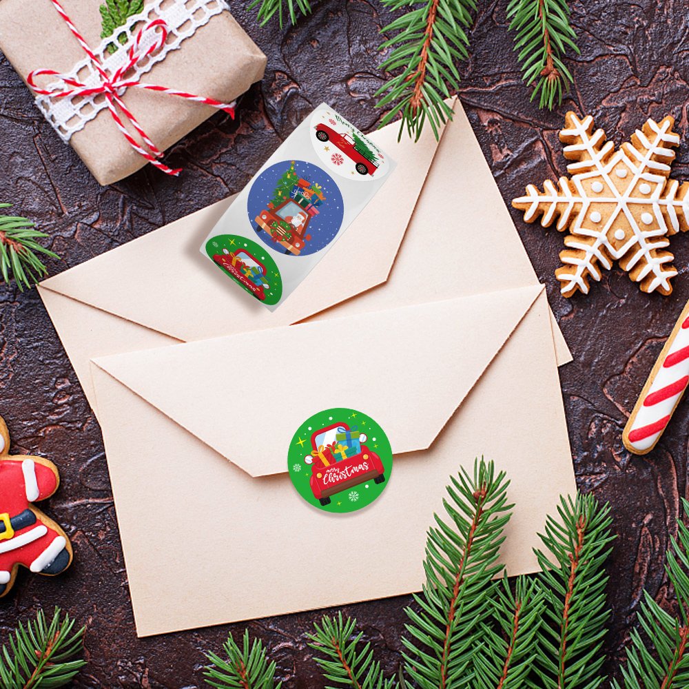 Factory direct Christmas Happy stickers customized logo cartoon gift labels vinyl PVC stickers