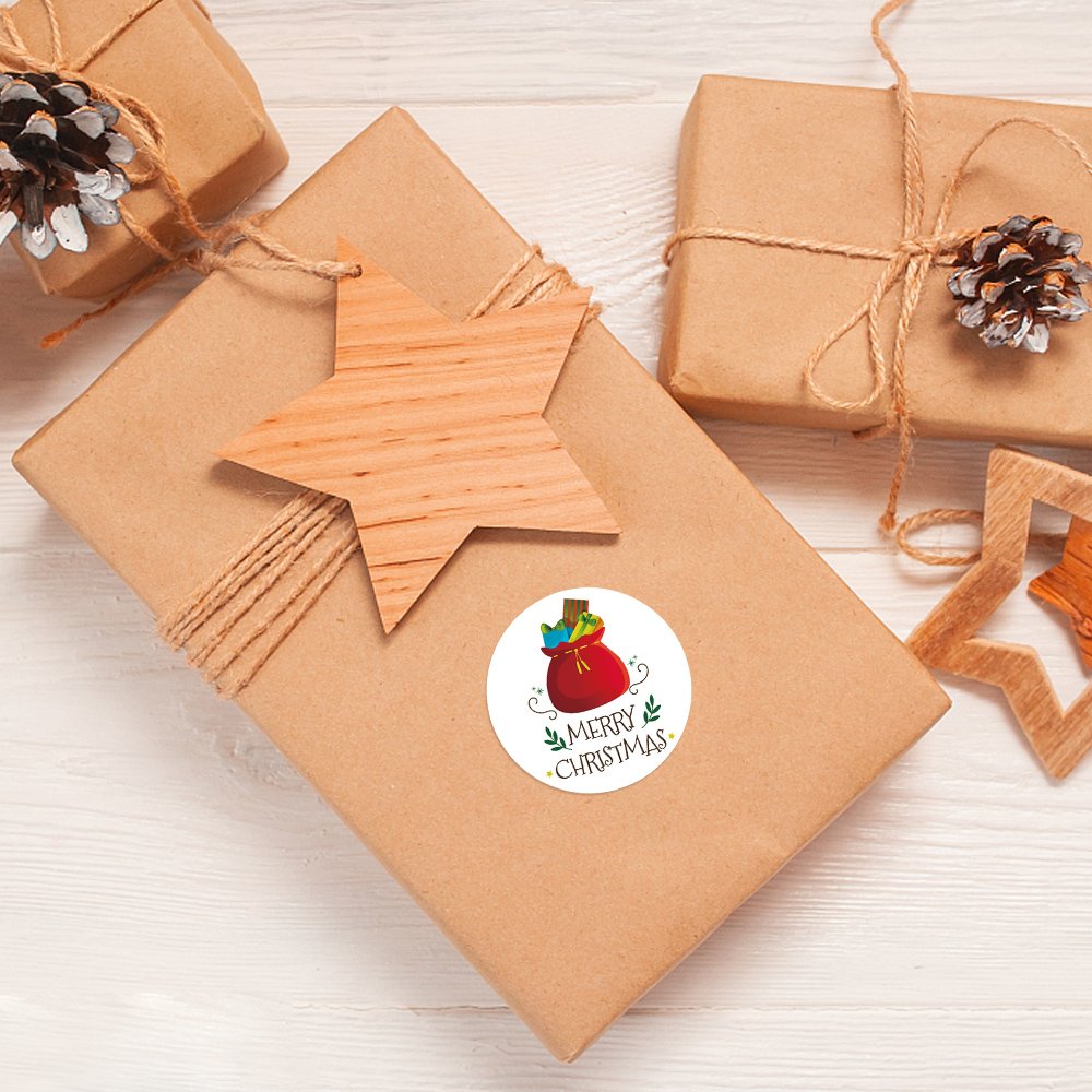 Factory direct Christmas Happy stickers customized logo cartoon gift labels vinyl PVC stickers