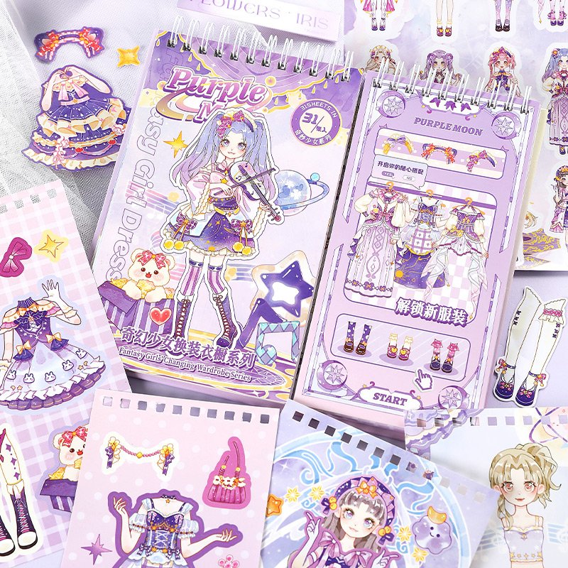 Simno DIY Princess Cartoon Clothing Changing Stickers Lovely Girl Dress up Changing Clothes Kids Toys