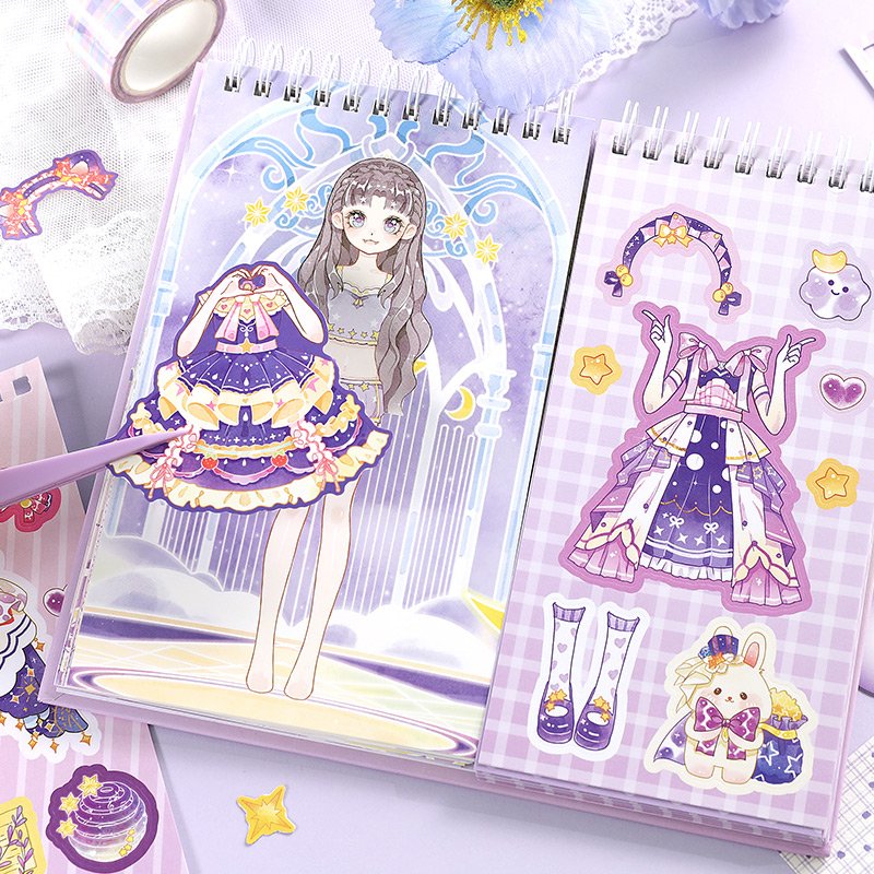 Simno DIY Princess Cartoon Clothing Changing Stickers Lovely Girl Dress up Changing Clothes Kids Toys