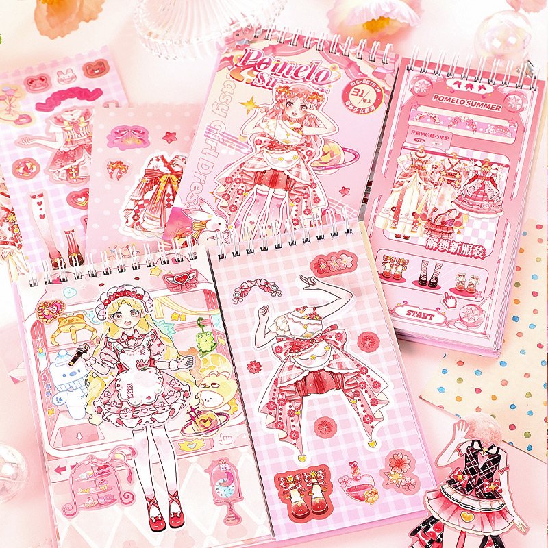 Simno DIY Princess Cartoon Clothing Changing Stickers Lovely Girl Dress up Changing Clothes Kids Toys