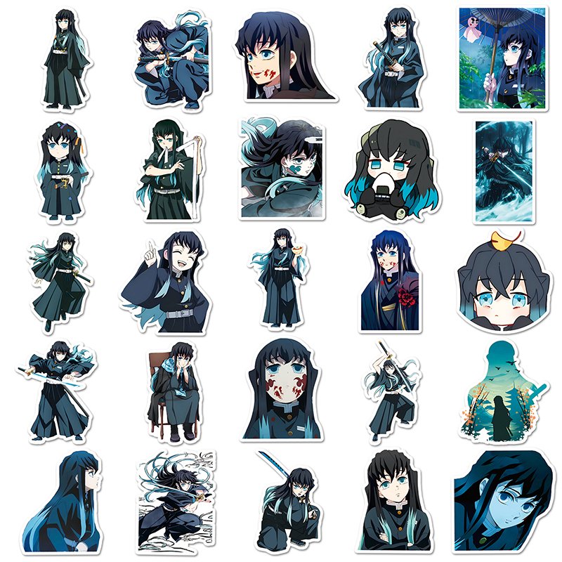 50pcs Factory Wholesale Anime Demon Slayer Cartoon Sticker Vinyl PVC Tokitou Muichirou Stickers