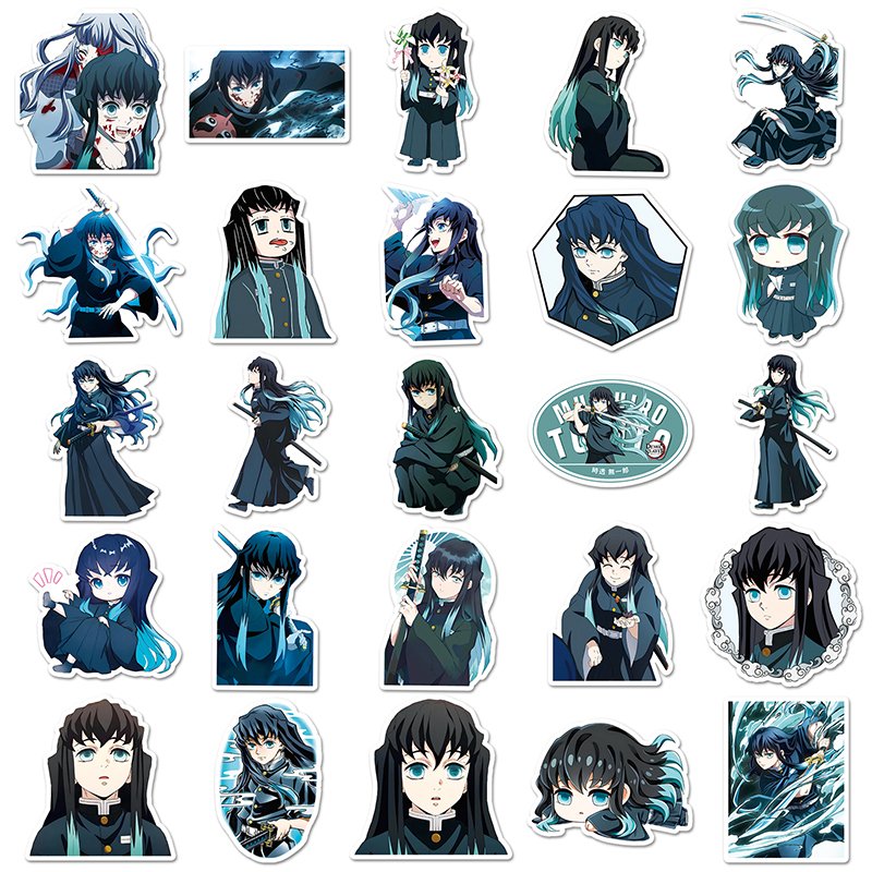 50pcs Factory Wholesale Anime Demon Slayer Cartoon Sticker Vinyl PVC Tokitou Muichirou Stickers