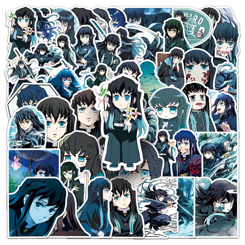 50pcs Factory Wholesale Anime Demon Slayer Cartoon Sticker Vinyl PVC Tokitou Muichirou Stickers