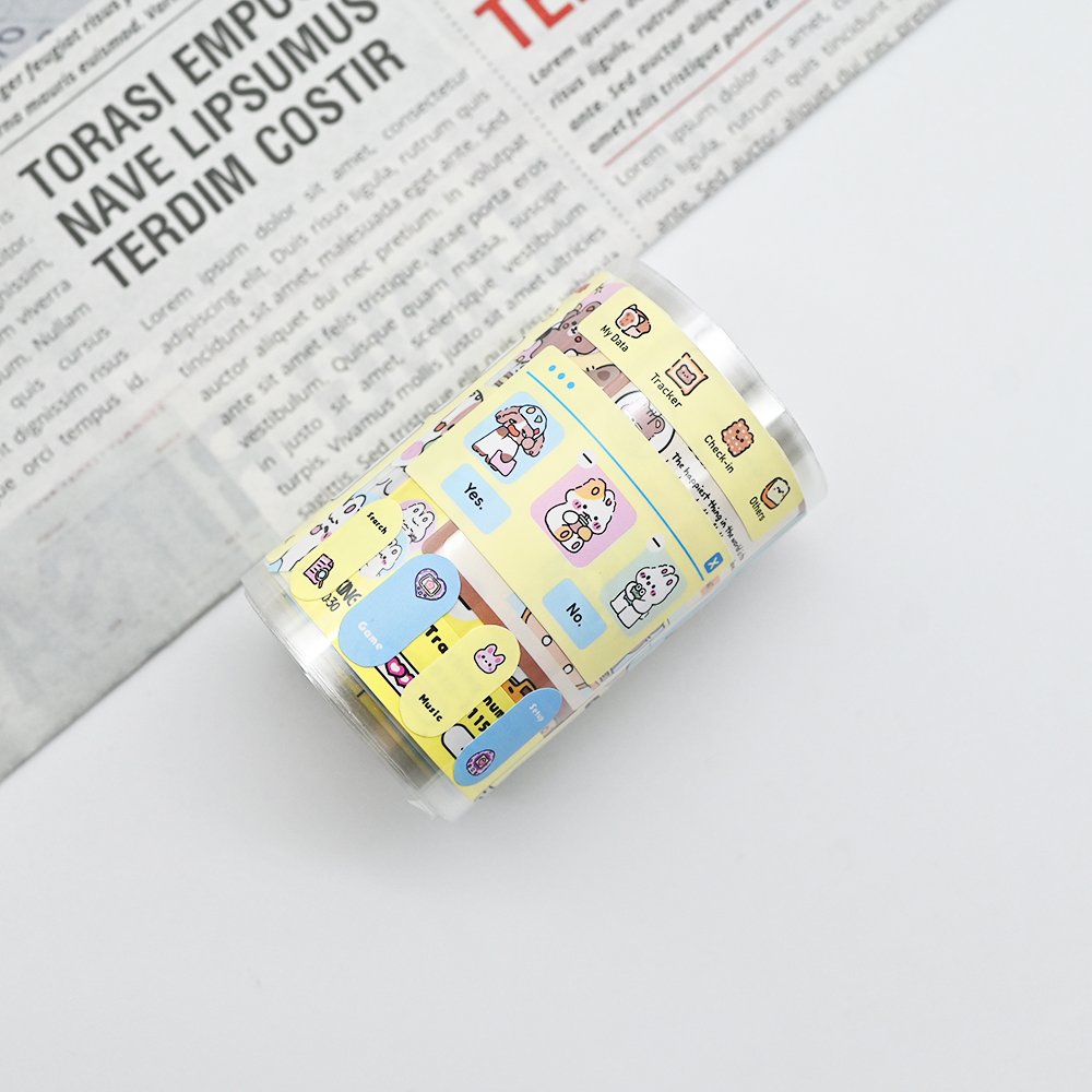 Animal Series Cute Kawaii Cat Hand-Painted Cartoon Art Gel Sticker Scrapbooking Decorative Notebook Writable Diary Tape