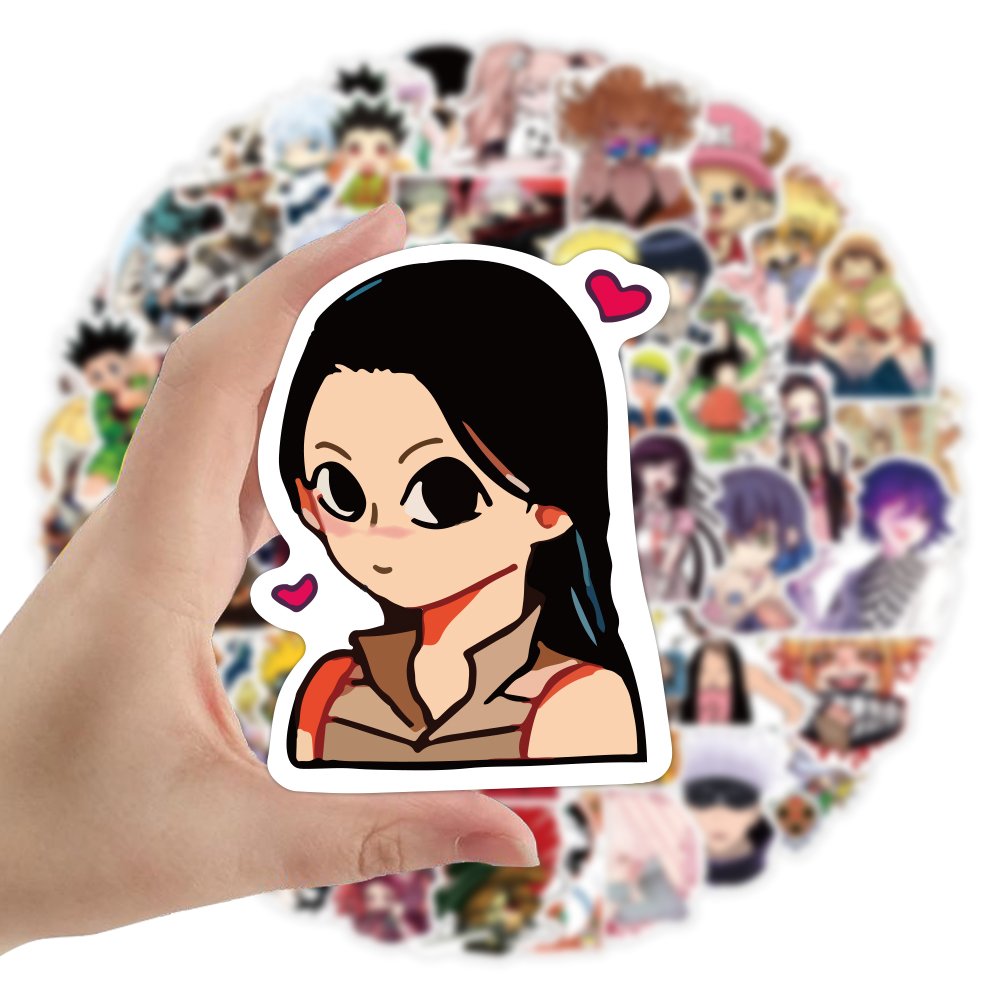 50pcs Waterproof Mixed Anime Stickers Custom Vinyl Die Cut Mobile Water Bottle Sticker Luggage Laptop Japanese Cartoon Stickers