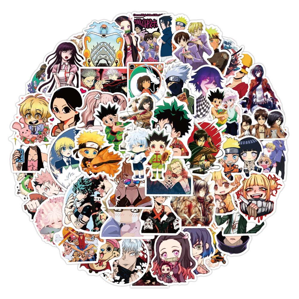 50pcs Waterproof Mixed Anime Stickers Custom Vinyl Die Cut Mobile Water Bottle Sticker Luggage Laptop Japanese Cartoon Stickers