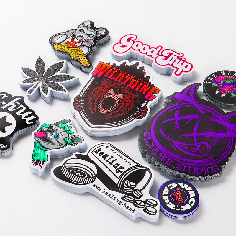 Custom Logo Self Adhesive Glitter Die Cut Vinyl Stickers Waterproof Vinyl Holographic CartoonDie Cut Stickers