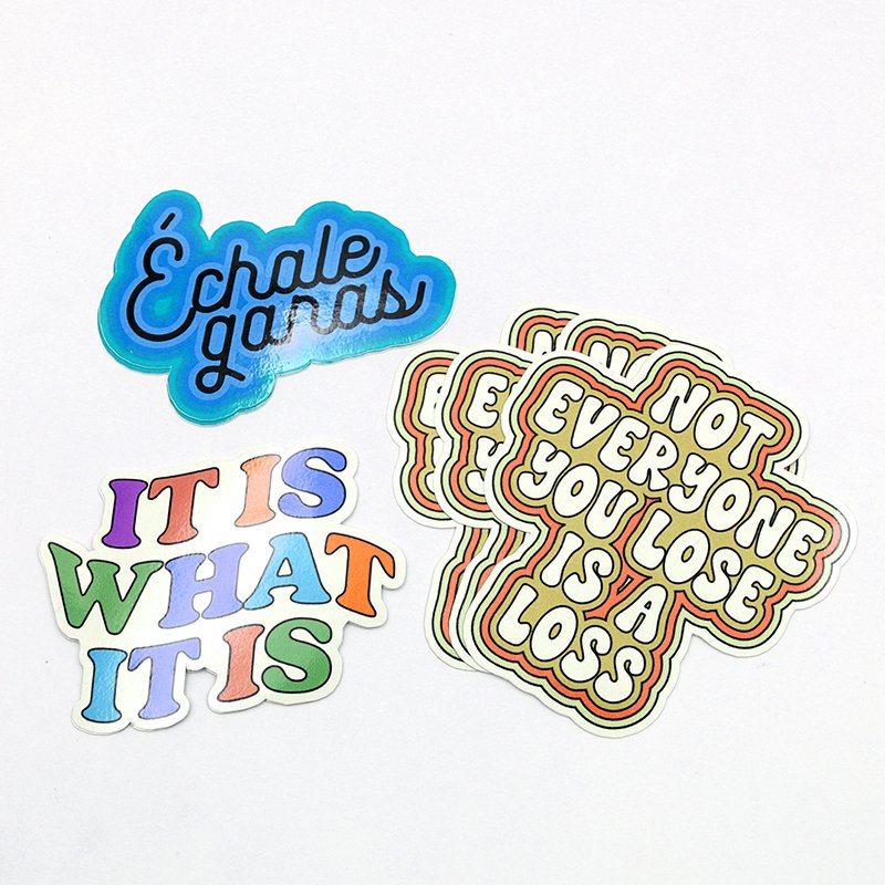 Custom Logo Self Adhesive Glitter Die Cut Vinyl Stickers Waterproof Vinyl Holographic CartoonDie Cut Stickers
