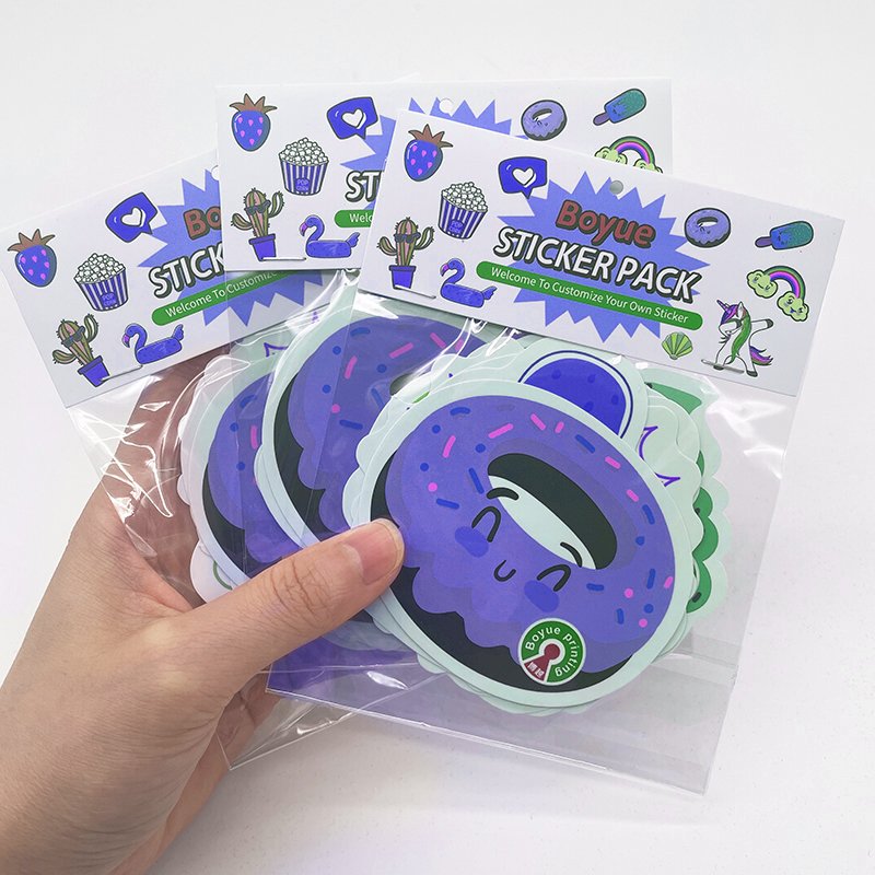 Custom Logo Self Adhesive Glitter Die Cut Vinyl Stickers Waterproof Vinyl Holographic CartoonDie Cut Stickers