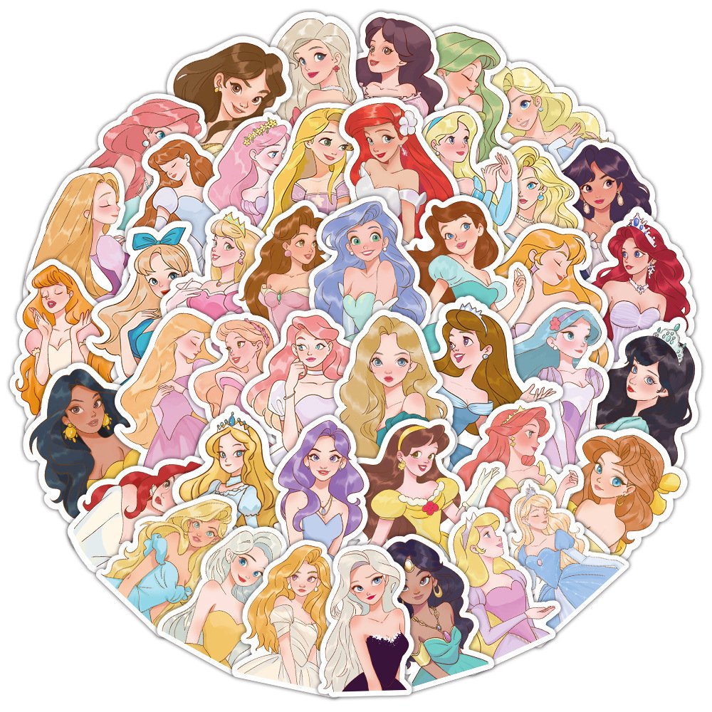 50PCS Fairy tale cartoon girly beauty princess sticker