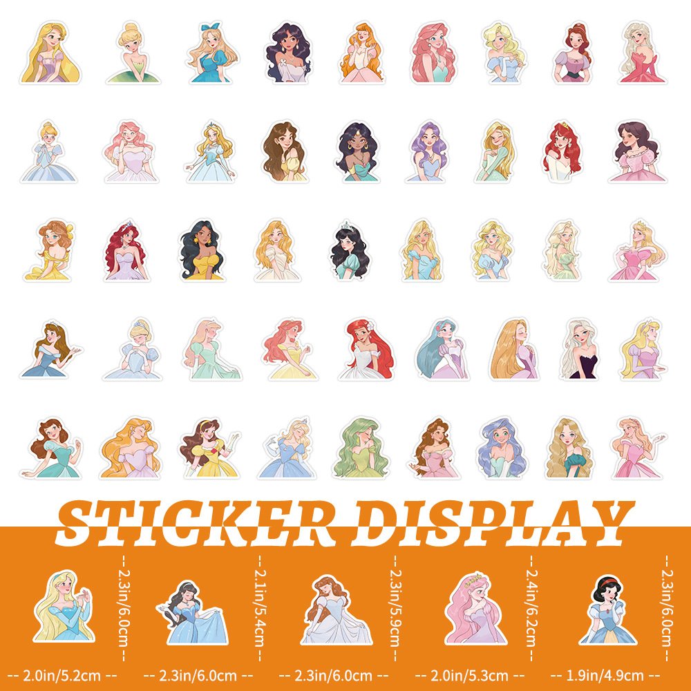 50PCS Fairy tale cartoon girly beauty princess sticker