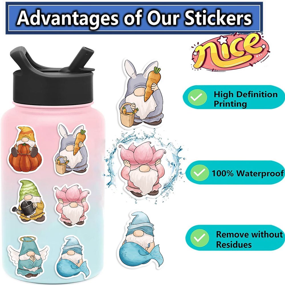50pcs Cartoon Dwarf Christmas Graffiti Stickers Laptop Phone Case Luggage Diary Decoration Waterproof Toy Gift Decal Wholesale