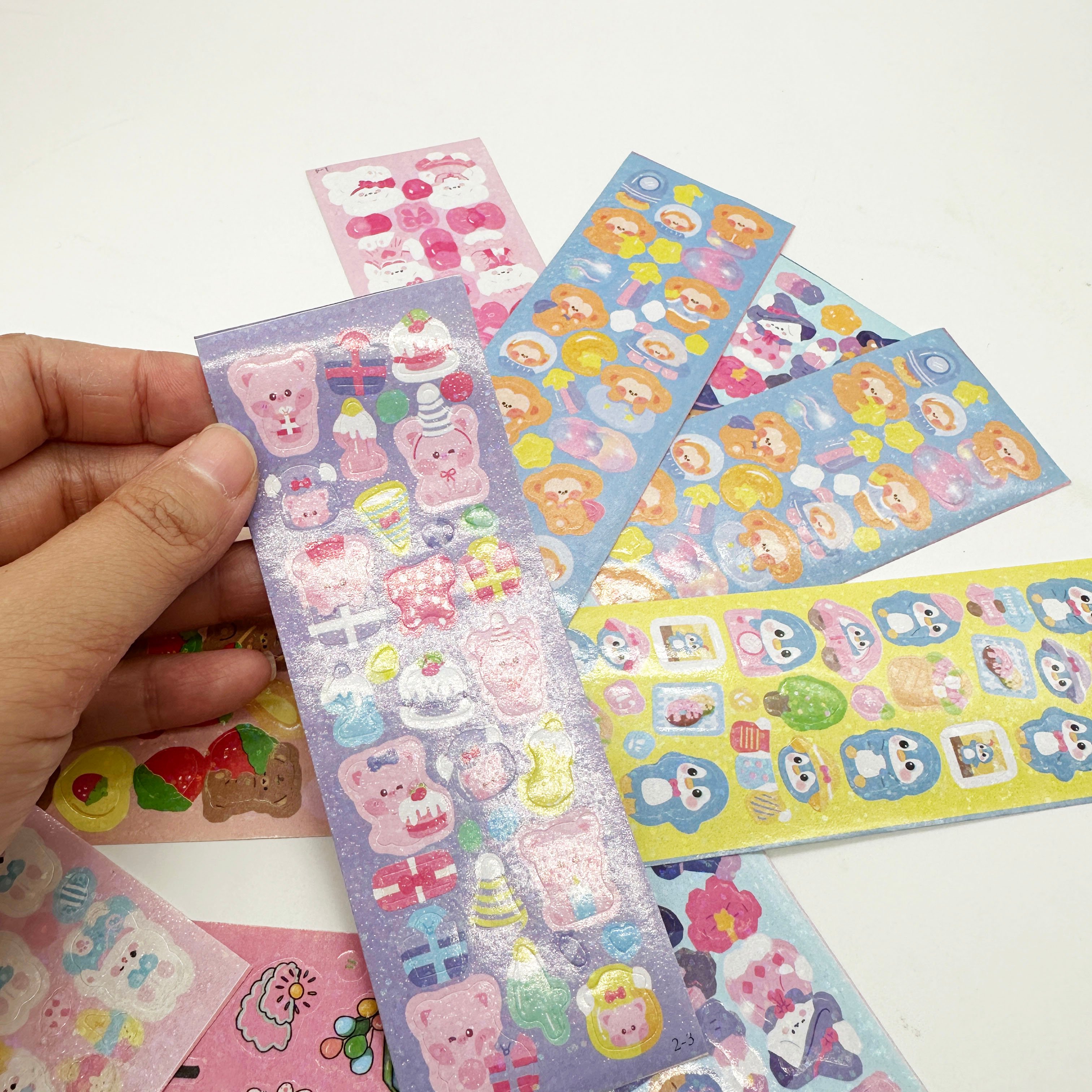 BD PACK waterproof removable vinyl glitter pvc planner custom kiss cut sticker sheets printing holo sticker suppliers