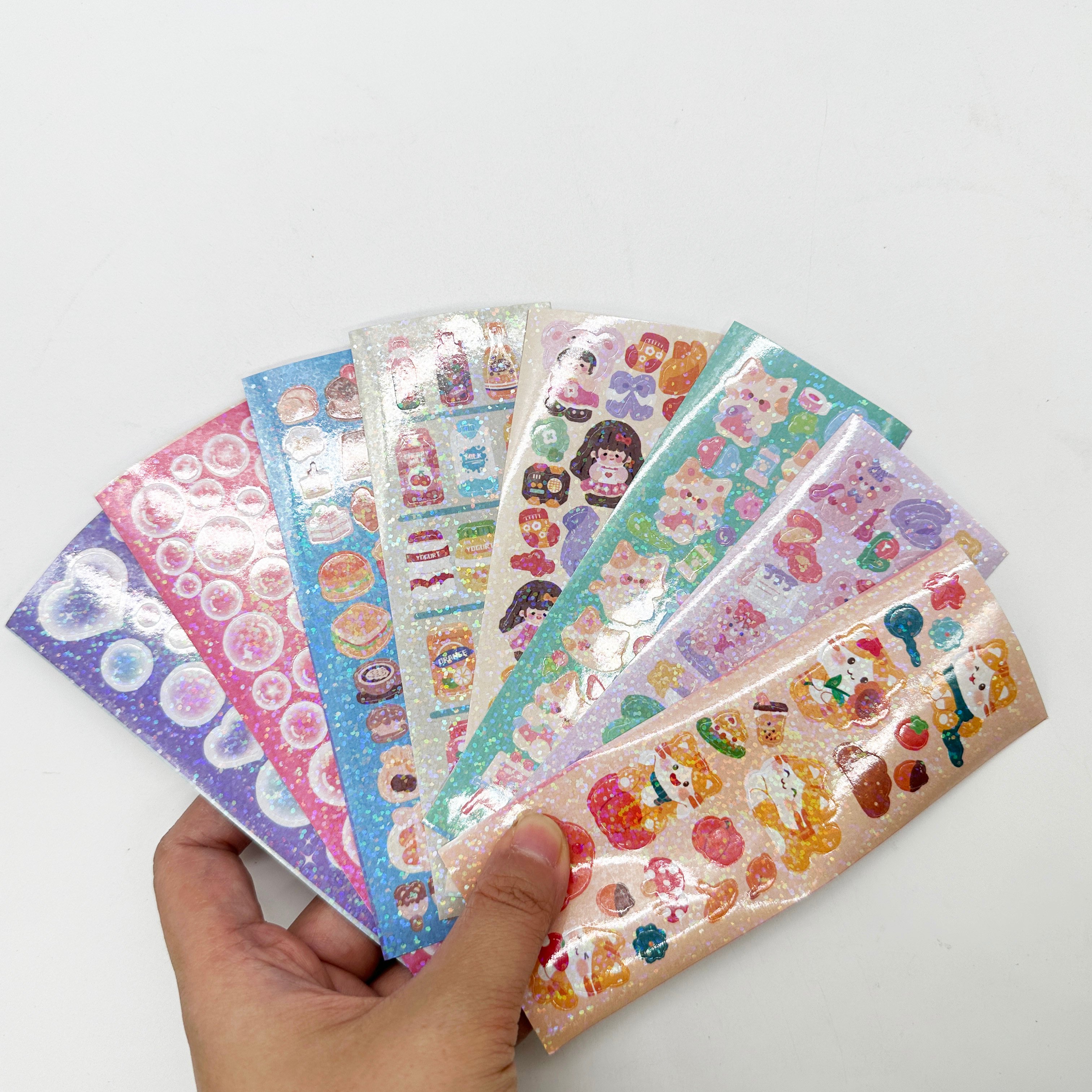 BD PACK waterproof removable vinyl glitter pvc planner custom kiss cut sticker sheets printing holo sticker suppliers