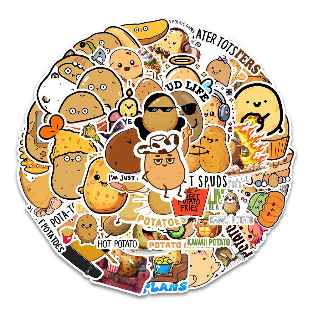 54pcs funny potato PVC waterproof graffiti decorative sticker pack for kids laptop phone bike car guitar notebook