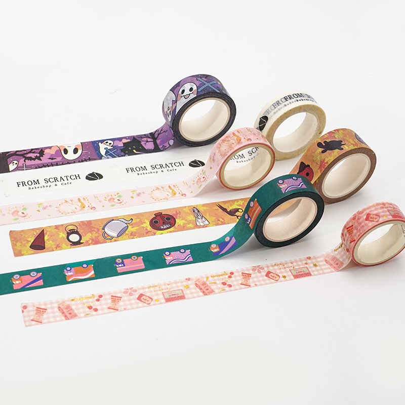 Masking Custom Private Adhesive Laptop Planner Aesthetic Cute Cartoon Decorative Washi Paper Tape Sticker Printing Manufacturer