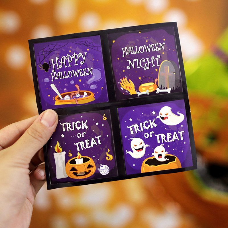 wholesale custom cute mini funny Halloween cartoon character stickers sheet cartoon label stickers with logo
