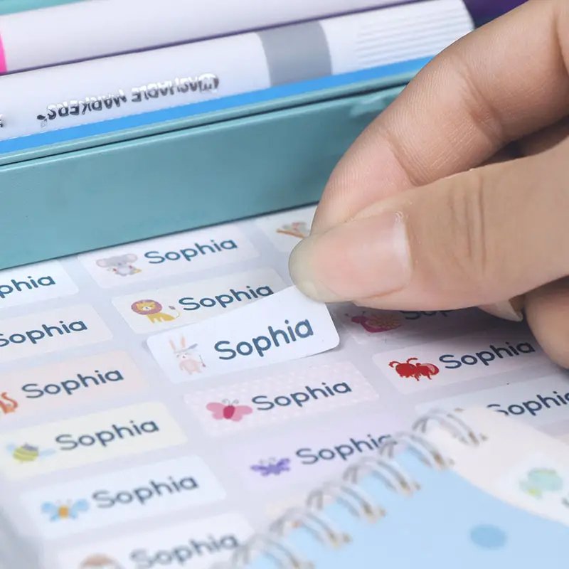 Self adhesive name stickers manufacturer hot selling cartoon name logo stickers kid name school sticker