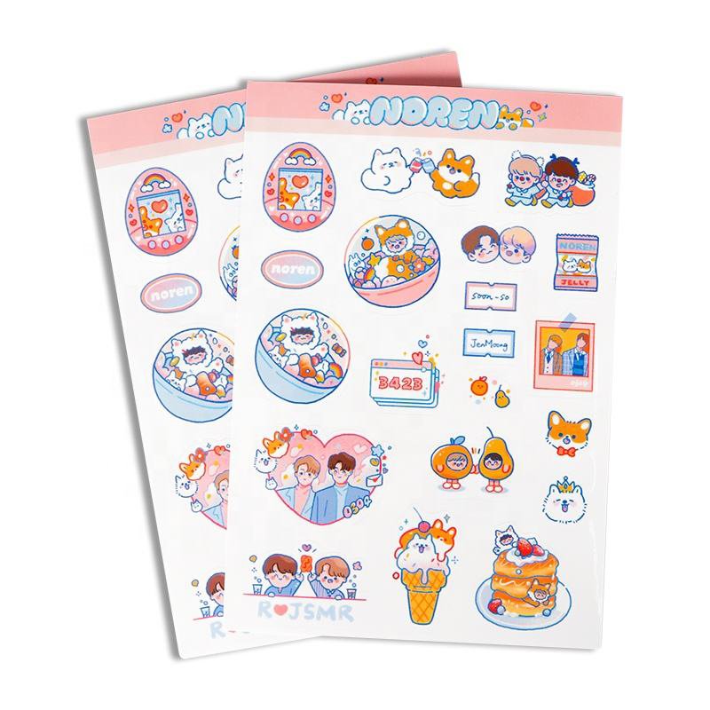 Quality Custom Printing Waterproof Adhesive Vinyl Label Logo Die Cut Labels Stickers Sheet Cartoon Kiss Cut Sticker Paper