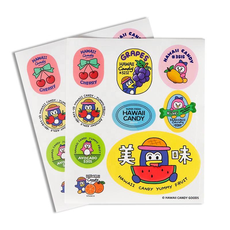 Quality Custom Printing Waterproof Adhesive Vinyl Label Logo Die Cut Labels Stickers Sheet Cartoon Kiss Cut Sticker Paper